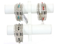 Metal Bangles (9 pieces set) (12 set Box) Colors - Black, Coral Red, Turquoise - 4 each color