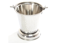 Hammered Stainless Steel Double Wall Bucket Dish 
