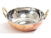 Hammered Copper stainless steel double wall Balti Dish