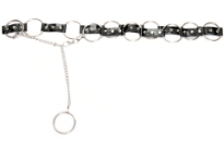 Ring Link Leather Belt 1 3/4 inches Stainless Steel Ring Punk Goth Rock Belt.