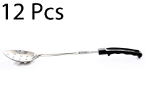 Basting Spoon with Plastic Handle, is a necessary item for any kitchen. Due to its 18-8 stainless steel construction, the handle is extremely durable. The basting spoon has a holed end for hanging. 
