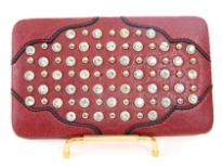 Faux Leather Rhinestones studded metal frame clutch wallet