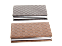 Checker embossed business card holder. Magnetic snap closing.
