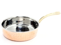 Hammered Copper Fry Pan Dish with Brass handle