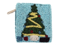 Hand Beaded Coin Purse. Top zipper closing.