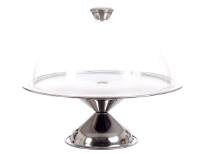 Stainless Steel Cake Stand with plastic lid.