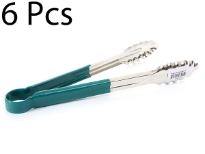 This 12 inches scalloped utility tongs features 20 gauge stainless steel construction and color-coded handle. The springless design means there are no moving parts to break and no joints to gather bacteria, and the handle resists temperatures up to 180° F. Color coded utility tongs help reduce risk of food borne illness resulting from cross-contamination. Color-coded handles provide easy identification for controlled food contact.