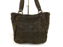 Designer Inspired Lattice-Finish Handbag has a zipper closure and a double handle. Made of faux leather.
