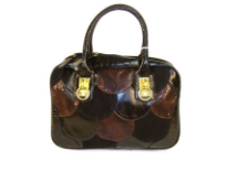 Designer Inspired snake-Alligator round patched Handbag