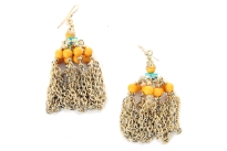 Gold, Yellow and Blue beads earrings