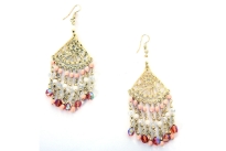 Gold with Multi colors beads earrings