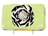 Flower snap button clutch wallet with back pocket