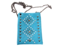 Rhinestones studded PVC cross body bag with metal chain