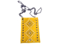 Rhinestones studded PVC cross body bag with metal chain
