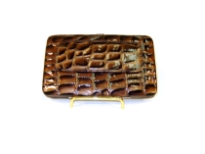 Croco embossed snap button clutch wallet with front pocket