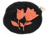 Hand Beaded coin purse. Zipper closing.