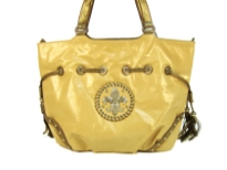 Fleur De Liz PVC Handbag which is very spacious and have double shoulder handle in contrast color. Logo in rhinestones & design on the front corners.