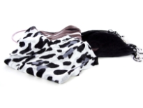 Black & White Cow Print 100% viscose scarf with grey colored flames print on its ends. Twisted fringes on the ends. Lightweight and very soft to use. Imported. 