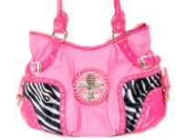 Fleur De Liz PVC Handbag. Top zipper closing