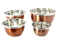 Stainless Steel 4 Pieces German Bowl set colored Copper( 1.5, 3, 5 & 8 Qrt)