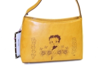 Betty Boop Printed PVC Handbag with zipper. Made with PU(polyurethane) and single strap. 
