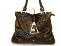 Designer Inspired Shoulder Bag has a top zipper closure and a double braided handle. Bag has a sunrise detail in the bottom. Bag is made of PU (polyurethane).