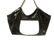 Designer Inspired Hobo Shoulder Bag has a top zipper closure and a double chain handle. Bag has outisde pocket of different color. Made of PU (polyurethane).