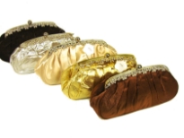 Rhinestones studded satin evening bag