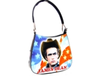 James Dean single Handle Bag. The bag has top zipper closing.