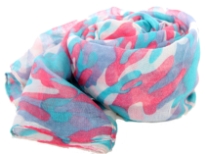 This army print polyester scarf in neon hot pink with shades of lime green & orange can be teamed up with a dress or shirt to suit any occasion in any kind of weather. Imported. Hand wash.