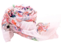A garden of multi colored floral print blooms over this finely made 100% polyester scarf in white color which is lightweight to use. It can be used all year around with any kind of outfit. Imported. Hand wash.