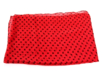 Small polka dots decorate this bright colored 100% polyester scarf which can be used all year around in number of possible ways. 