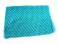 Small polka dots decorate this bright colored 100% polyester scarf which can be used all year around in number of possible ways. 