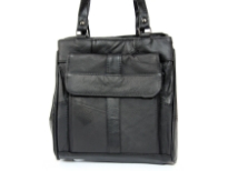 Genuine Leather Shoulder Bag. Two separate sections with top zipper closings. Back zipper pocket.