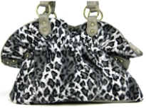 Animal Print Handbag in Velvet which is gathered close to the top of the bag. Spacious bag has double shoulder handle.