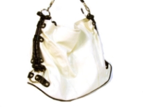 Designer Inspired Shoulder bag has a top zipper closure and a single strap. Bag has a metallic texture and ruched detials along the sides. Made of PU (polyurethane).