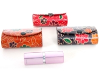 Genuine Leather hand painted 2 lipsticks case