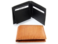 Carry your money in style. This is a Lizard embossed genuine cow leather bifold mens wallet. The outside shell is genuine cow-hide leather and the inside is faux leather. As this is genuine leather, please be aware that there will be some small creases and nicks in the leather but the wallet are all brand new. 