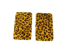 Designer Inspired Leopard Fur clutch wallet has a push lock closure. Made of faux leather.