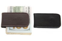 Carry your money in style. This is a leather strong magnetic money clip in black, made of high quality cowhide leather with strong magnets that hold cash securely (Tested with 16 bills). As this is leather, please be aware that there will be some small creases and nicks in the leather but the wallet are all brand new. 