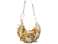 Hand Beaded Evening bag. Top zipper closing.