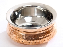 Hammered Copper Stainless Steel Double wall Moroccan Dish Bowl