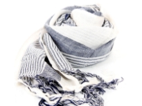 Off-white & navy woven viscose scarf is both soft & lightweight. Can match with many outfits & can be worn all year round. Imported.