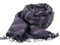 Yarn dyed 100% viscose scarf with metallic silver horizontal stripes along its breadth and twisted fringes on its edges. Hand Wash. Imported. 