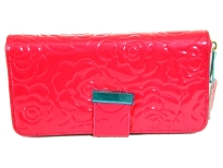 Genuine Leather (Exterior) flower embossed ladies wallet