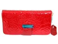 Genuine Leather(Exterior) Flower embossed ladies wallet.