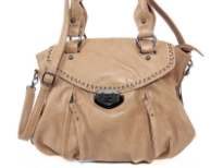 Faux Leather Fashion handbag. top zipper closing, center divider, back outside zipper pocket, adjustable shoulder strap included.