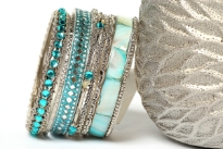 Bollywood Bohemian Fashion Bangle Bracelet set of 9. Handcrafted by expert artisans. Durable and high quality construction.