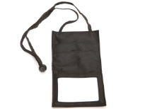 This is a travel passport security neck lanyard wallet. Made of woven nylon fabric.