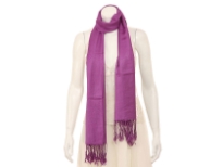 100% viscose woven long shawl with long fringes at its edges. Can be used as a headgear, scarf or a shawl to wrap around shoulders. Imported.